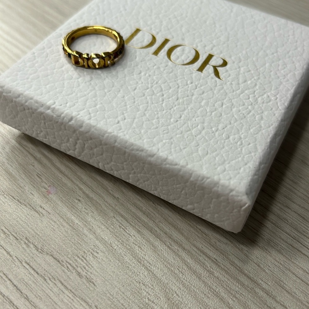 Dior Gold Statement Ring with Textured Band